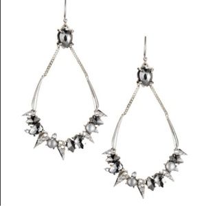 ALEXIS BITTAR • Silver Spiked Thorny Lacey Chain Crystal CZ Mosaic New Earrings